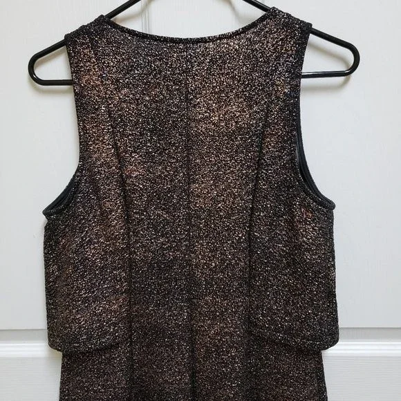 Everly M Black with Metallic Sparkle Layered Look Sleeveless Dress - Picture 4 of 11